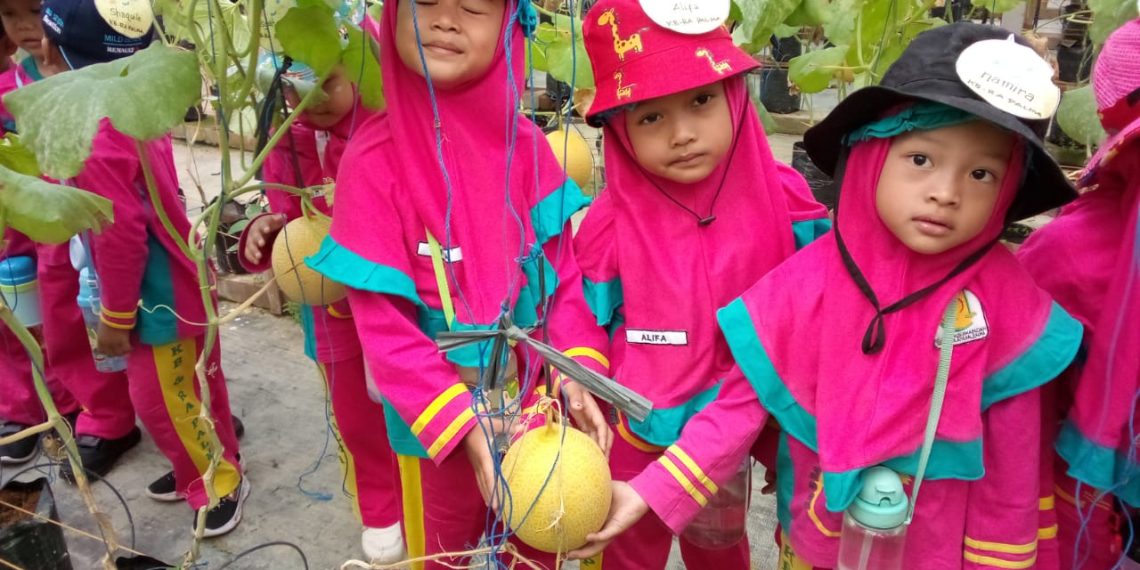SISWA RA PALMA KUNJUNGAN BELAJAR DI GREEN HOUSE MELON KBIS COLOMADU