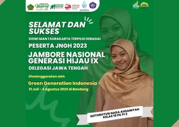 Qothrotun Nada Ahsaniyah, Siswi MAN 1 Surakarta Lolos Seleksi Jambore Generasi Hijau XI