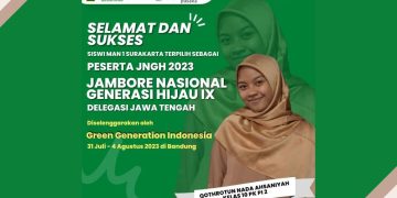 Qothrotun Nada Ahsaniyah, Siswi MAN 1 Surakarta Lolos Seleksi Jambore Generasi Hijau XI