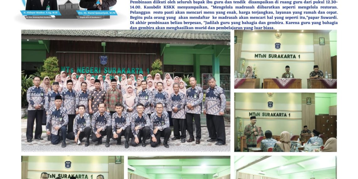 Kasubdit KSKK : Jadikanlah MTsN Surakarta 1 sebagai Madrasati Jannati