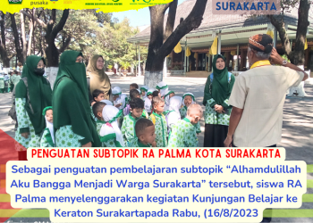 Penguatan Subtopik “Alhamdulillah Aku Bangga Menjadi Warga Surakarta”, Siswa RA Palma Kunjungan Belajar ke Keraton Surakarta