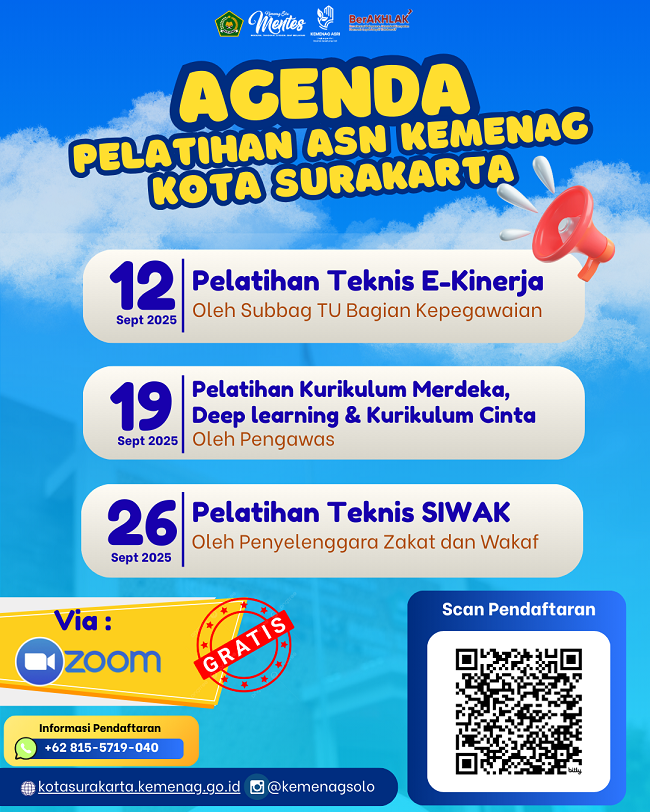 Pengumuman Pelatihan ASN Kantor Kementerian Agama Kota Surakarta Bulan September