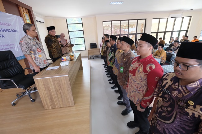 Penandatanganan Nota Kesepakatan Dan Pengukuhan Satgas Relawan Kemenag Kota Surakarta,  Wujud Kolaborasi Strategis Dalam Membangun Kota Tangguh Bencana