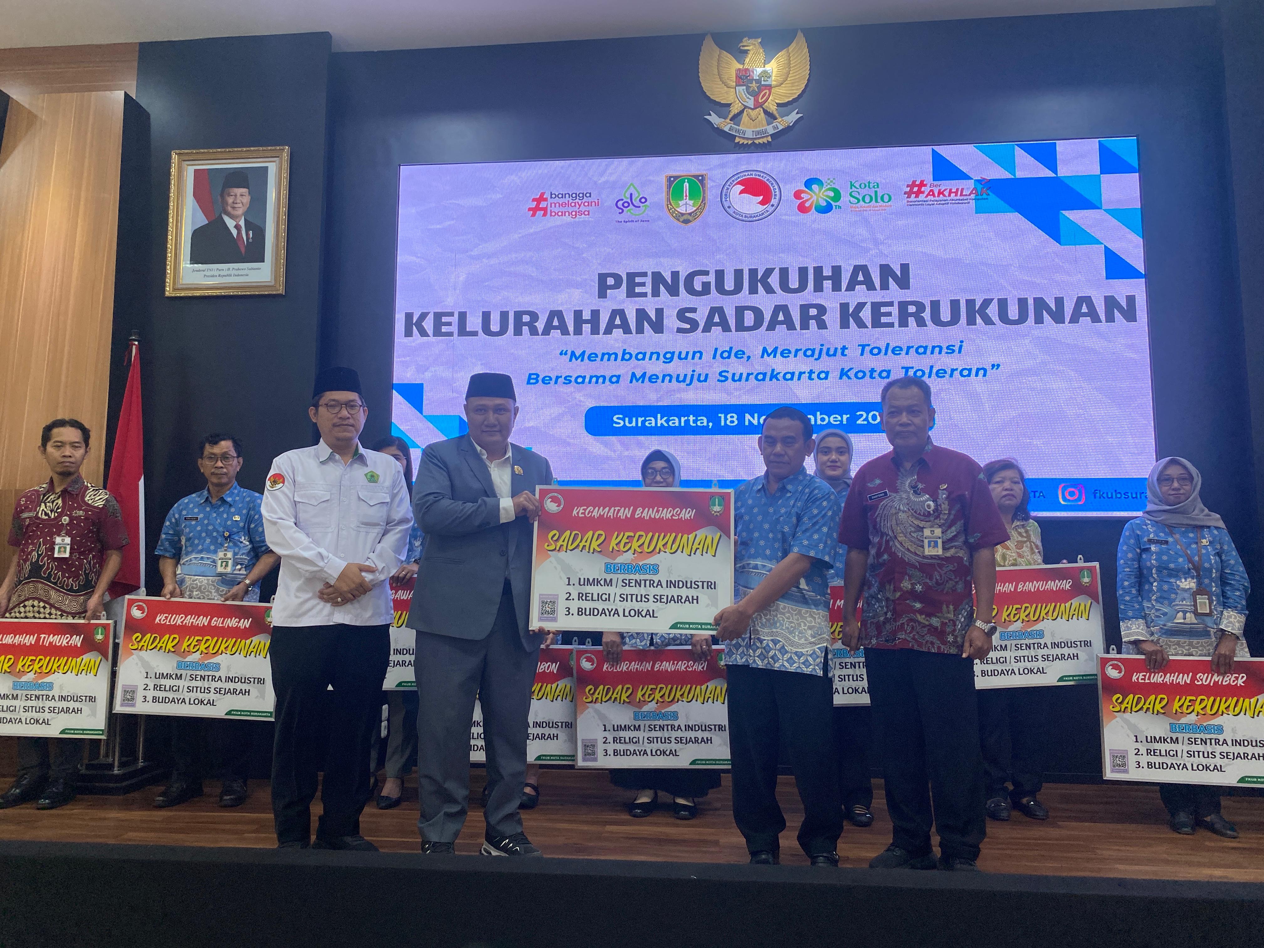 Sinergi Wujudkan Solo Kota Toleran, 54 Kelurahan Dikukuhkan sebagai Kelurahan Sadar Kerukunan