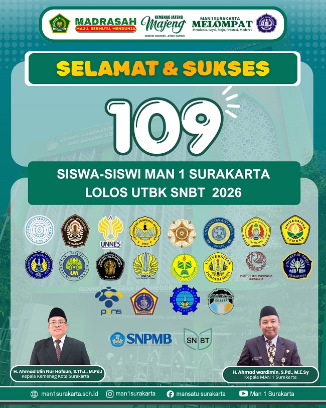 109 Siswa MAN 1 Surakarta Lolos SNBT 2026, Bukti Ikhtiar Dan Pendampingan NANDA SIDILA Yang Berbuah Prestasi